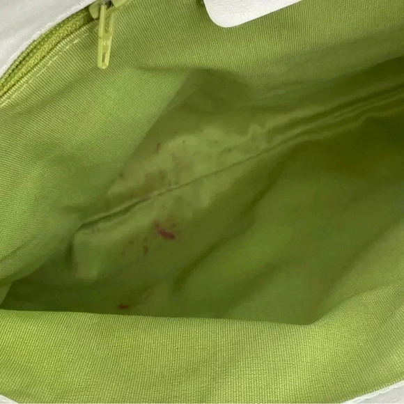 Maurizio Taiuti Genuine Leather Fold Clutch Floral Pink White Cut Out Handles - Picture 5 of 10